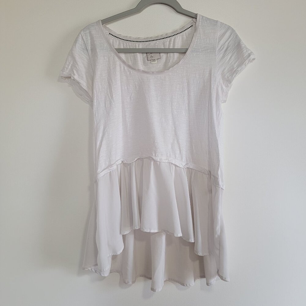 Anthropologie Postage Stamp Peplum Swing Tee Medium - Picture 3 of 6